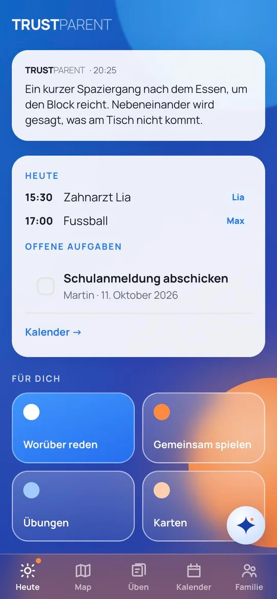 Die Karte für heute auf dem Heute-Bildschirm